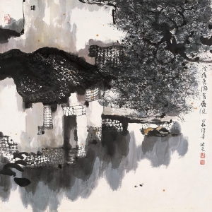楊延文國畫 院落春間 高清大圖下載