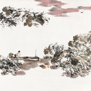 楊延文國畫作品 落霞 高清下載