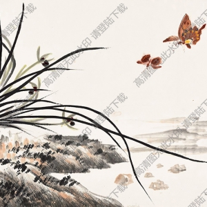 劉力上國(guó)畫(huà) 蘭蝶圖 高清大圖下載