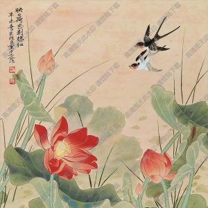劉力上國畫作品 映日荷花別樣紅 高清下載