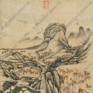 呂紀(jì)國(guó)畫(huà) 百鹿圖 高清大圖下載