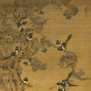 呂紀(jì)國(guó)畫(huà) 春溪聚禽圖 高清大圖下載