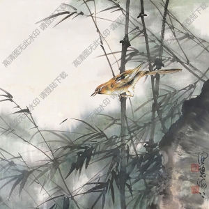 陳佩秋國(guó)畫作品 竹禽圖 高清下載