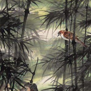 陳佩秋國(guó)畫作品 竹雀圖 高清下載