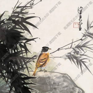 陳佩秋國(guó)畫作品 竹雀圖3 高清下載