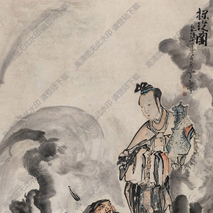黃慎國(guó)畫 采珠圖 高清大圖下載
