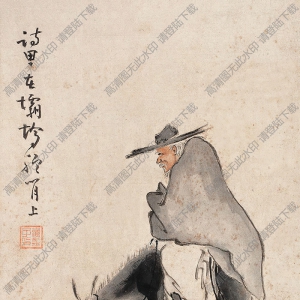 黃慎作品 驢背尋詩 高清大圖下載
