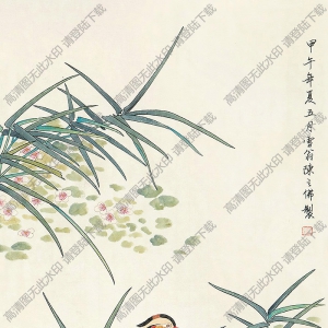 陳之佛國(guó)畫 池邊鴛鴦圖 高清大圖下載