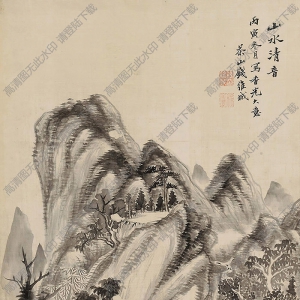 錢維城國畫作品 水閣幽居 高清下載