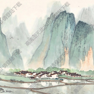 宋文治國(guó)畫 桂林曉靄 高清大圖下載