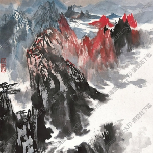 宋文治國(guó)畫 黃山暮霞 高清大圖下載