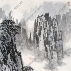 宋文治國(guó)畫 黃山曉云圖2 高清大圖下載