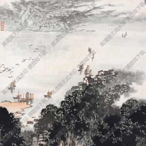 宋文治國(guó)畫 嘉陵帆影 高清大圖下載