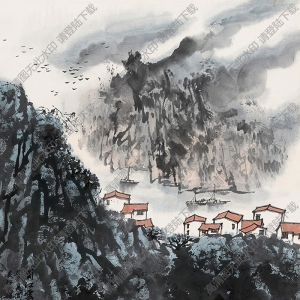 宋文治國(guó)畫作品 蜀江云2 高清下載