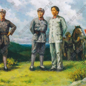 符史冠油畫_毛澤東、朱德、陳毅在井岡山_高清大圖下載