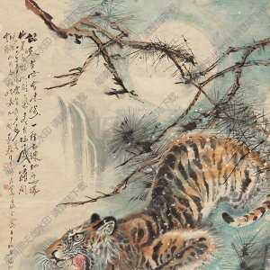 蔡鶴汀國(guó)畫 虎嘯一聲山月高2 高清大圖下載