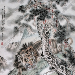 蔡鶴汀國(guó)畫 雙雄圖 高清大圖下載