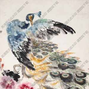 蔡鶴汀國(guó)畫作品 孔雀 高清下載