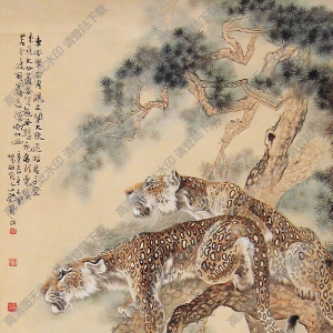 蔡鶴汀國(guó)畫作品 雙豹 高清下載