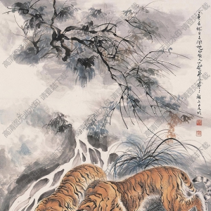 蔡鶴汀國(guó)畫作品 雙虎 高清下載