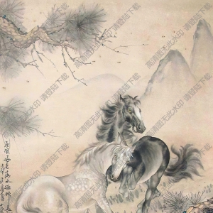蔡鶴汀國(guó)畫作品 松下雙俊 高清下載