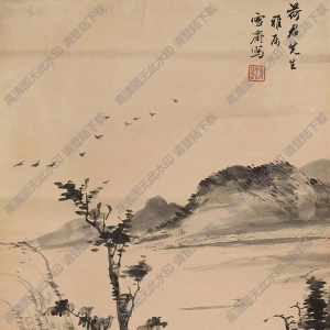 溥伒國畫 秋江釣艇 高清大圖下載