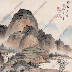 溥伒國畫 秋郊策杖 高清大圖下載