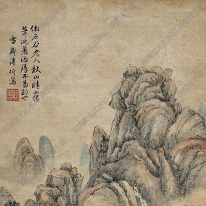 溥伒國畫 秋山晴靄 高清大圖下載