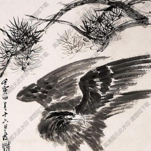 錢瘦鐵國畫作品 松鷹 高清下載