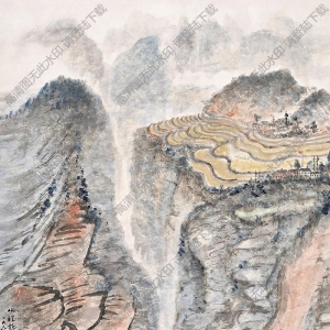 錢瘦鐵國畫作品 峽江梯田 高清下載