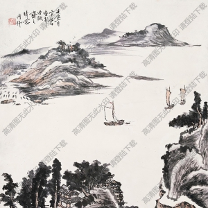 錢瘦鐵國畫作品 夏波游帆 高清下載