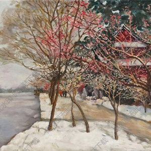費(fèi)以復(fù)油畫(huà) 孤山雪景 高清大圖下載