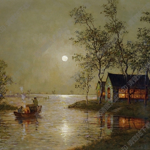 顏文梁油畫(huà) 夏夜 高清大圖下載