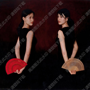 陳衍寧油畫_紅扇·檀香扇_高清大圖下載