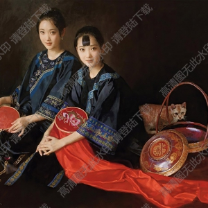 陳衍寧油畫_繡閣姐妹_高清大圖下載