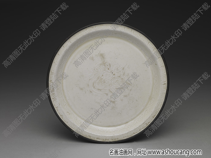 北宋 定窯白瓷劃花蟠螭紋盤(pán) 高清大圖下載
