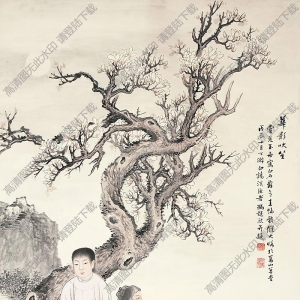 馮超然國(guó)畫 華影吹笙 高清大圖下載