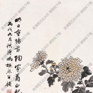 馮超然國(guó)畫 菊石圖3 高清大圖下載