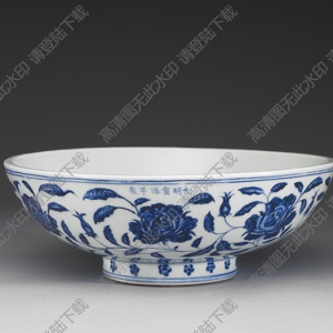 明宣德 青花轉(zhuǎn)枝月季花紋大碗 高清大圖下載
