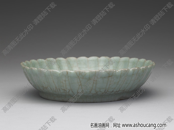 南宋 官窯青瓷菊花式盤(pán) 高清大圖下載