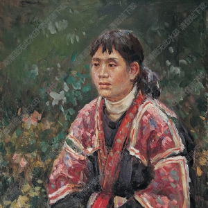 劉國樞油畫 苗族女孩 高清大圖下載