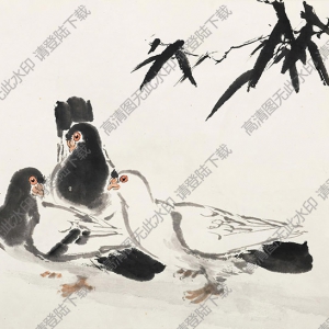 蔣兆和國(guó)畫(huà) 和平鴿 高清大圖下載