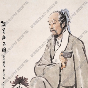 蔣兆和國(guó)畫(huà)作品 陶翁醉菊?qǐng)D 高清下載