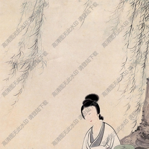 陳少梅國(guó)畫作品 紈扇仕女 高清下載