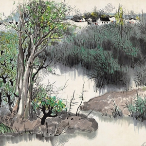 吳冠中國畫_故鄉(xiāng)葦塘_高清大圖下載