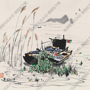 吳冠中作品_太湖漁舟_高清大圖下載