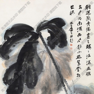張大千國(guó)畫_潑墨荷花_輕送蘭舟隔遠(yuǎn)天_高清大圖下載