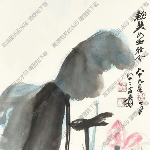張大千作品_荷花_六十九年七月_八十三叟爰_高清大圖下載