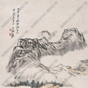 張大千國畫_仿石濤筆意山水_高清大圖下載