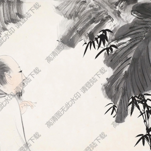 張大千國畫_高士芭蕉_高清大圖下載